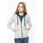 Damessweater met rits en capuchon in contrasterende kleur Oxford Grey / Navy XS