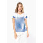 Marine-t-shirt ronde hals Bio dames White / Royal Blue Stripe S