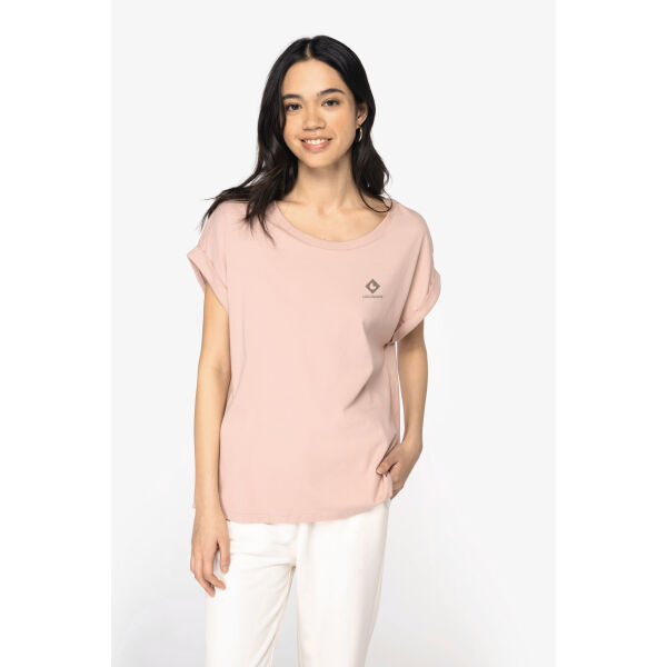 Ecologisch dames t-shirt met mouwen met omslag