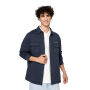 Ecologisch verwassen herenoverhemd in geborsteld fleece Washed Navy Blue S