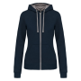 Damessweater met rits en capuchon in contrasterende kleur Navy / Fine Grey L
