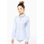 Dames stretch blouse lange mouwen Light Blue XS