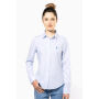 Damesblouse in popeline met lange mouwen Striped Pale Blue / White XS
