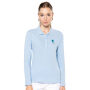 Piqué-damespolo lange mouwen Sky Blue XS