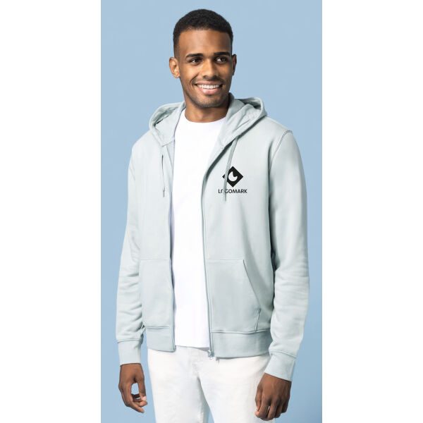 Ecologische herensweater met capuchon en ritssluiting