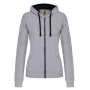 Damessweater met rits en capuchon in contrasterende kleur Oxford Grey / Navy XL