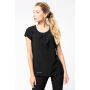 Damesblouse in crêpe met korte mouwen Black 34 FR