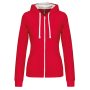 Damessweater met rits en capuchon in contrasterende kleur Red / White M