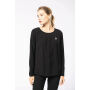 Damesblouse in crêpe met lange mouwen Black 34 FR