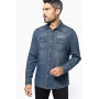 Heren denim overhemd lange mouwen Blue Jean M