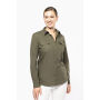 Damesoverhemd safari lange mouwen Light khaki XS